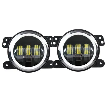 

1 Pair 4INCH 30W Led Fog Light Halo Angle Eyes DRL For JEEP Wrangler JK 07-15 Dodge 4" Carl Driving Led Lamp