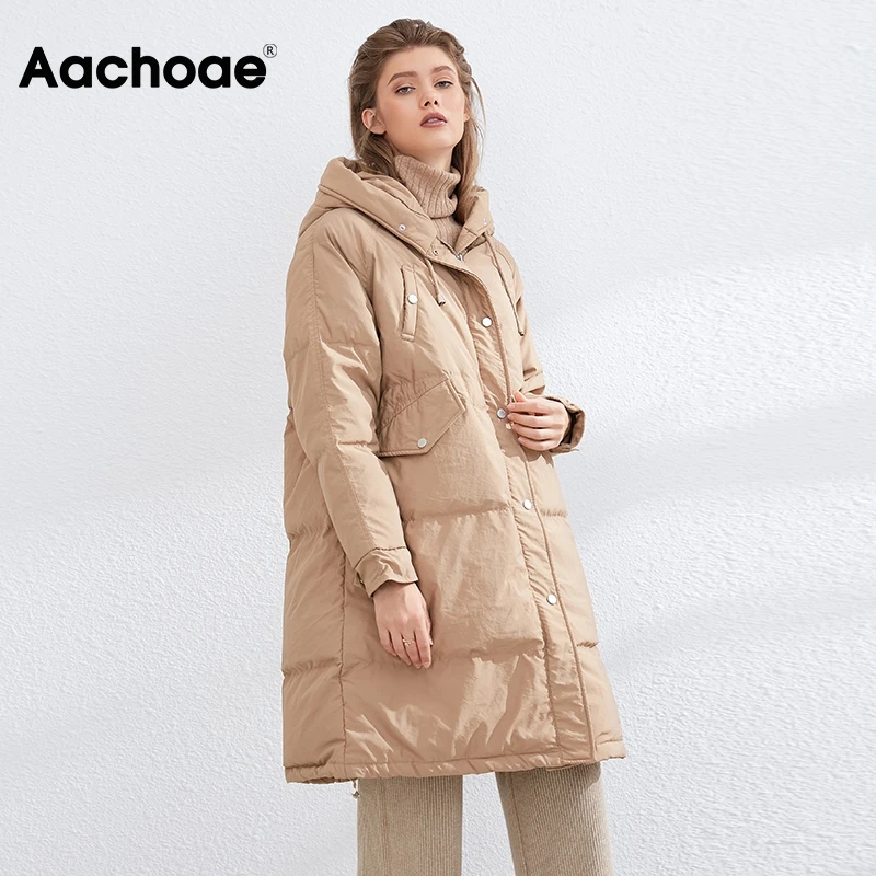 Aachoae Winter Women White Duck Down Jackets Coats