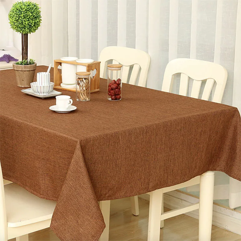 Mantel de algodón de color sólido простой Мантел de lino estilo europeo прямоугольный cuadrado para Decoracion de cocina de boda - Цвет: Dark Brown
