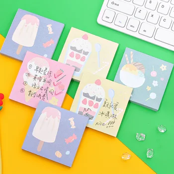

7.2*7.2cm Cartoon Ice Cream Cute Memo Pad Paper Sticky Notes Kawaii Writing Sticker To Do List Planner Stickys for School Office