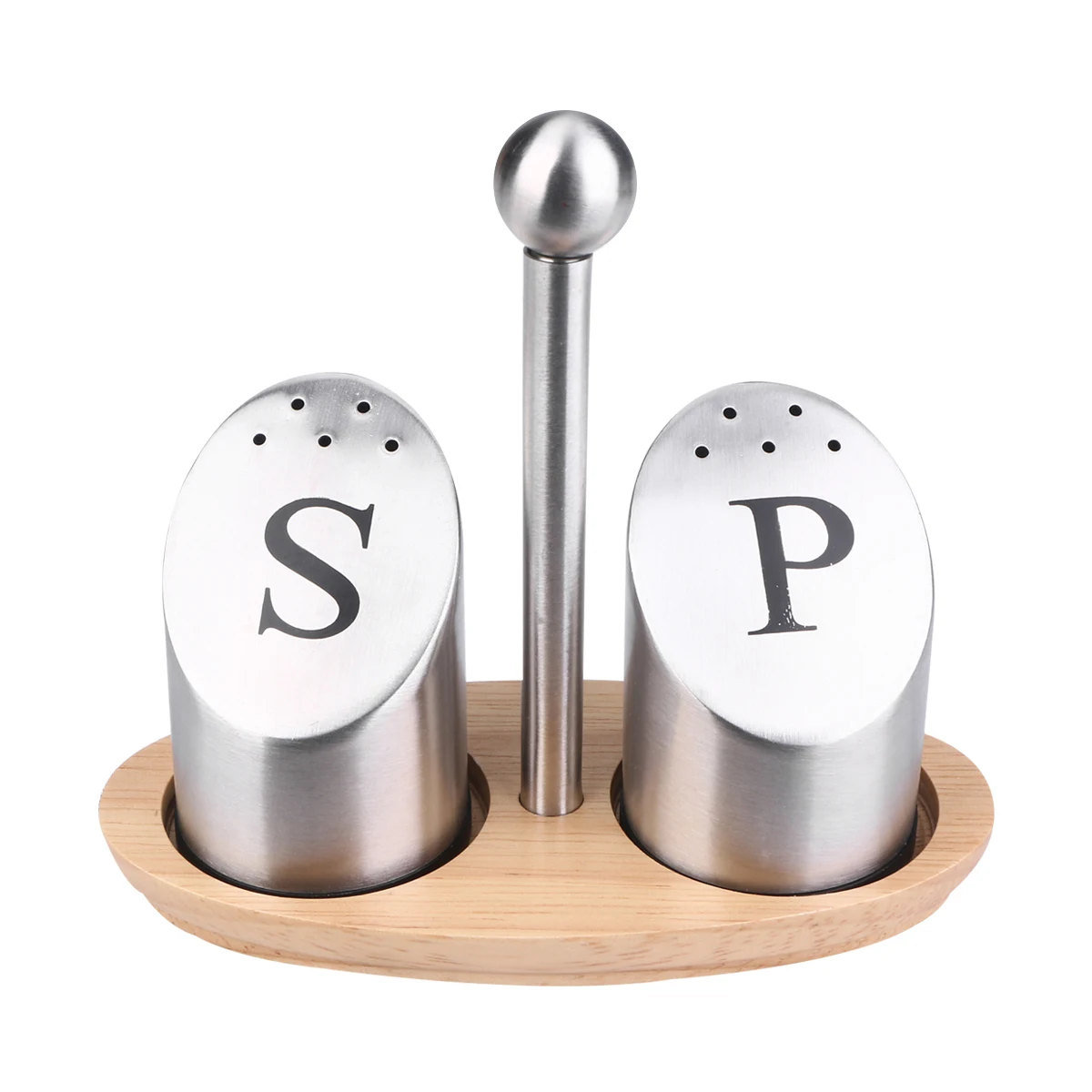 Набор для специй Нержавеющая сталь перца и для соли, для приправ литейный Ящик Контейнер деревянное основание Кухня принадлежности для дома порта Темперо(серебро