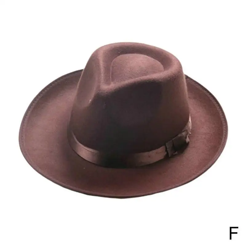 Зимняя Осенняя шерстяная Женская Шляпа Fedora, модная винтажная Женская фетровая шляпа с широкими полями - Цвет: F