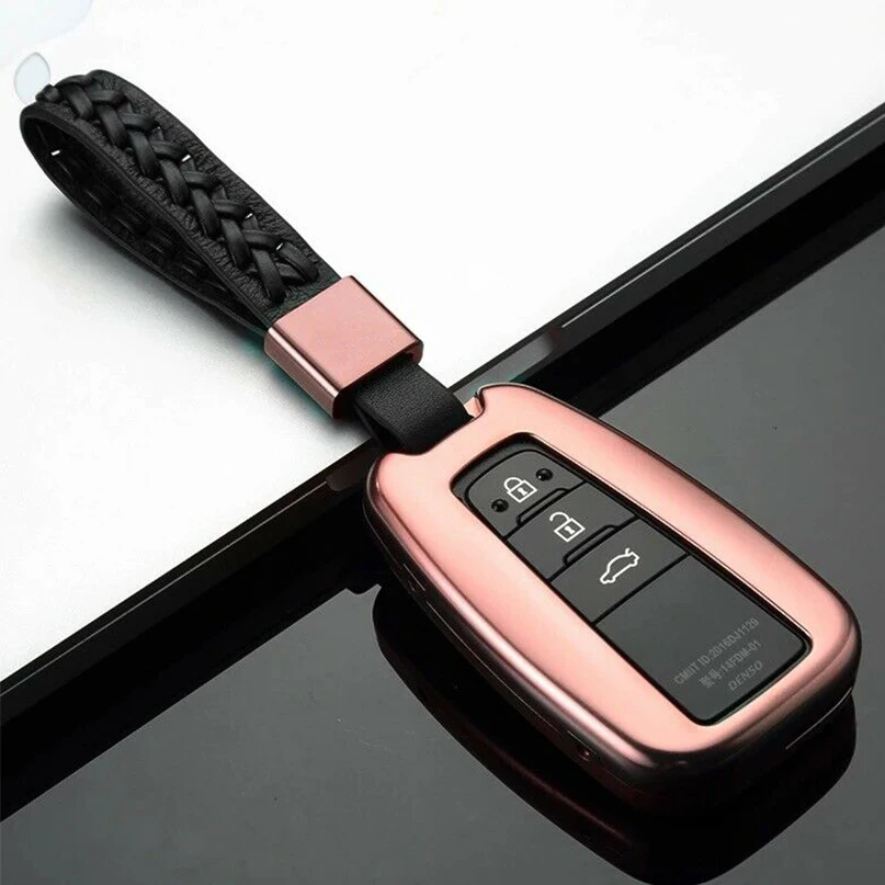 Брелок из алюминиевого сплава с полным покрытием чехол для Toyota-up Smart Keyless - Название цвета: Type B-Rose Gold