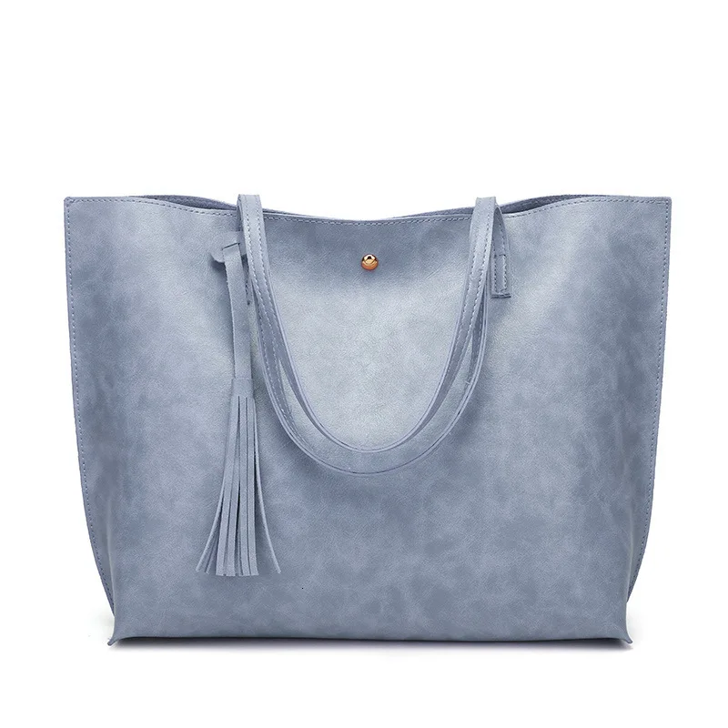 Сумки из мягкой кожи, большие женские сумки, знаменитые сумки через плечо с верхней ручкой для женщин - Цвет: sky blue
