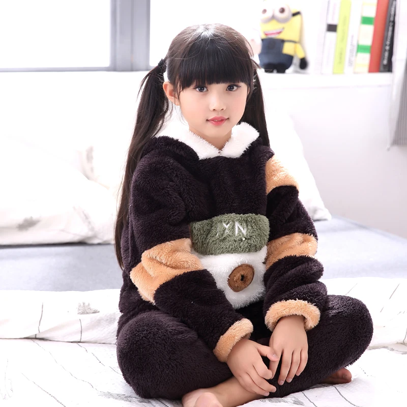 StyleE H5648 пижамы для девочек; сезон осень-зима; фланелевая Домашняя одежда из кораллового флиса для девочек-подростков; Мягкая Милая Пижама с капюшоном - Цвет: StyleE