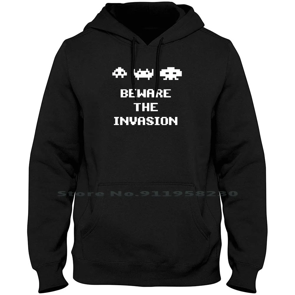 Uomo Space Invasers Anni 80 Maglione Con Cappuccio Vintage Big Size Cotton Vader Space Humor Tage Pace Geek Anni Tag Spa Ade Age Gym