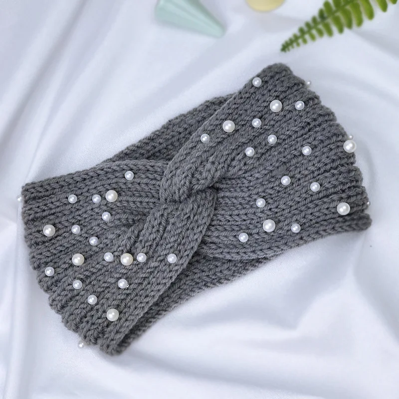 Autumn Winter Solid Crochet Knitting Wool Women Headband Weaving Cross For Handmade DIY Hair Bands Warm Sweet Girl Hair Accessor black head scarf