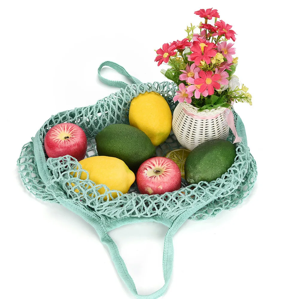 Shopping Net Bag 32x38x15cm Mesh Net Turtle Bag Rope Shopping Bag Reusable Fruit Storage Handbag Tote New 30D3 (25)