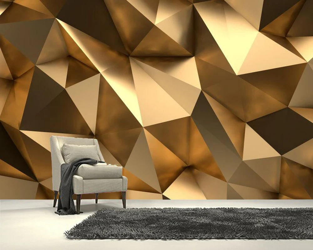 Papel De Parede Golden Yellow Irregular Triangle Solid Pattern 3d Abstract  Geometric Wallpaper,living Room Tv Wall Bedroom Mural - Wallpapers -  AliExpress