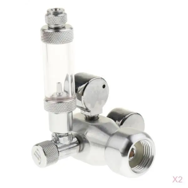  2x Aquarium Co2 Regulator Emitter System Accurate Easy Adjust Flow Meter