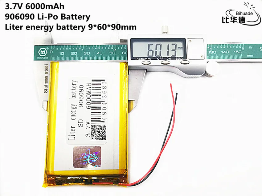 1 \ 2 3 6 10 шт полимерная батарея 6000 mah 7 V 906090 умный дом MP3 колонки литий ионная для dvr GPS