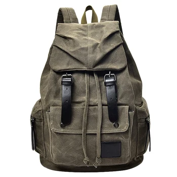 

Unisex Canvas Leather Backpacks Vintage Laptop Daypacks Large Capacity Girl/Boy Students School Bags Big Rucksack Retro Backpack