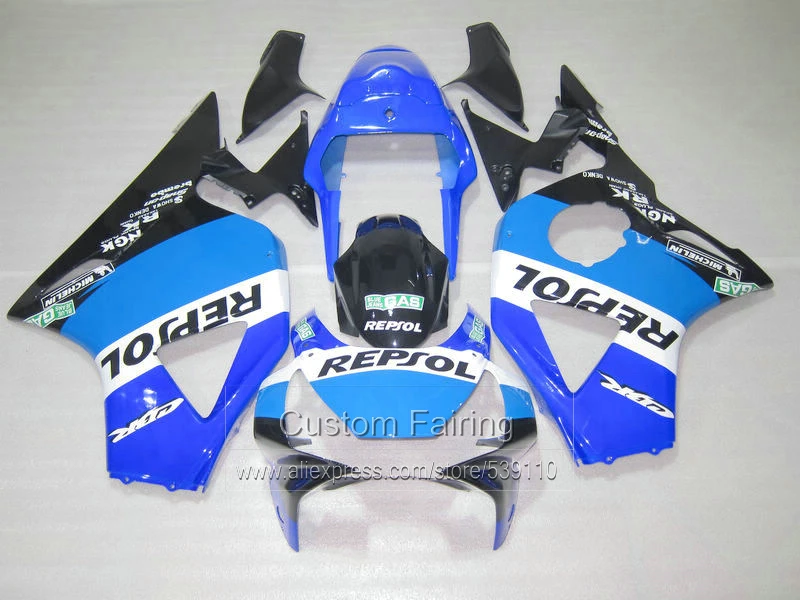 Топ продаж Пластиковый обтекатель комплект для Honda cbr 954rr 2003 2002 черно-голубые Обтекатели набор CBR954RR 02 03 GS14