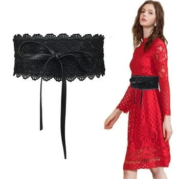 

2020 New Fashion Style Belts for Women 10cm Wide Openwork Carved Lace Design Female Elastic Corset Belts Cinturon Mujer
