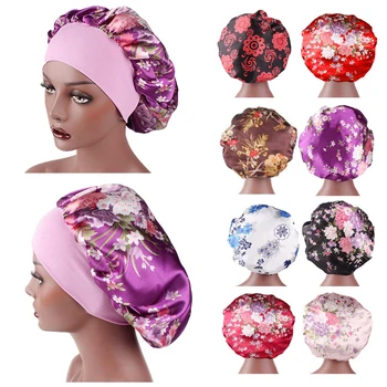 

56-58cm Satin Bonnet Hair Styling Caps For Sleeping Shower Cap Satin Wide-brimmed Headband With Night Cap Styling Hair Tool