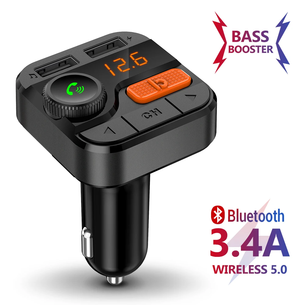 Meeker беспроводной 5,0 автомобильный fm-передатчик 3.4A Bluetooth телефон автомобильная зарядка Поддержка TF карта/U диск Воспроизведение MP3 плеер