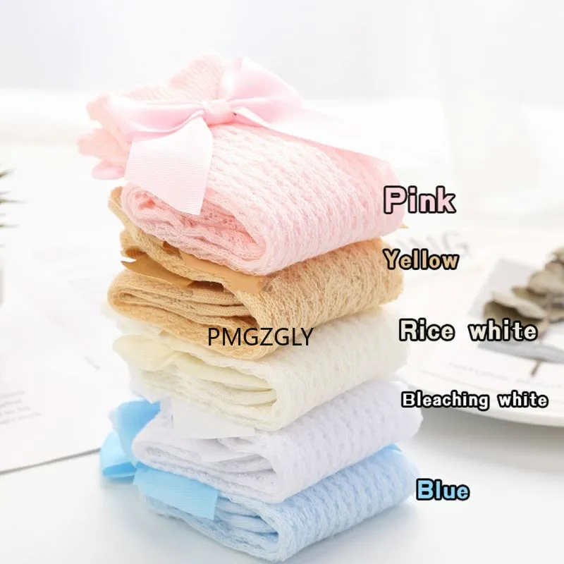Cotton Socks Summer Mesh Kids Infant Toddler Knee High 0-3Y Cute Bowknot Baby Girls Knee Spring