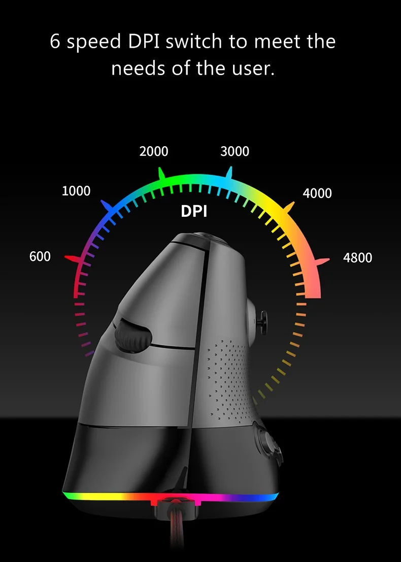 New 4000DPI Ajazz AJ307 Vertical Ergonomic RGB Backlit Wired Macro Programmable Notebook Desktop Gaming Office Mouse