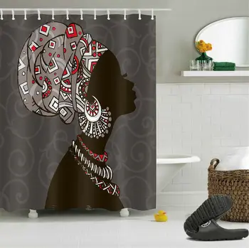 

Waterproof Polyeaster Bathroom African Woman Shower Curtain Liner Custom