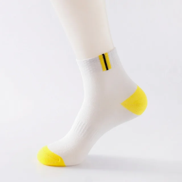MS012 Whiteyellow 5 пар мужских носков, спортивные, деловые, прочные, сшитые, одноцветные носки, для мальчиков, эластичные, отличное качество, Meias, носки, европейские размеры 39-45, Meias - Цвет: MS012 Whiteyellow