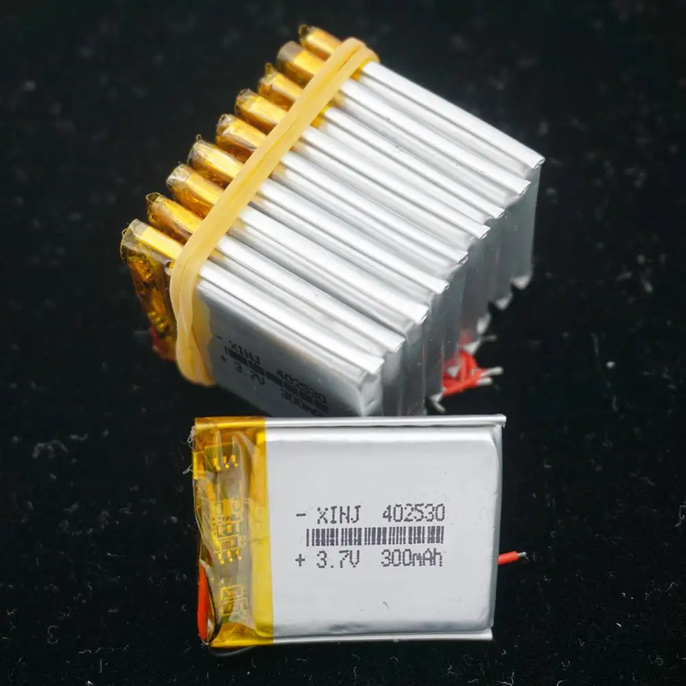 

XINJ 10pcs 3.7V 300 mAh Li po lithium polymer battery li ion cell 402530 For MP3 Music player GPS Sat nav car DVC DVR car Camera