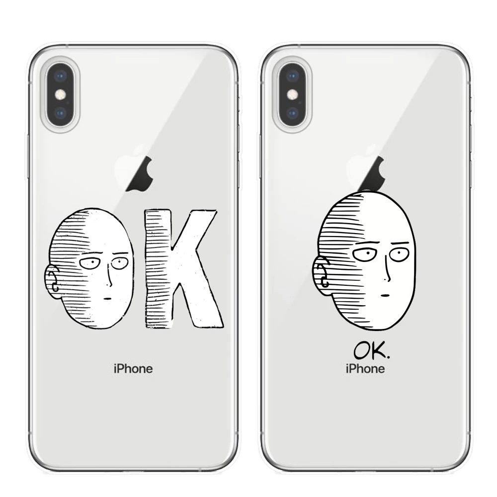 

Cartoon Anime One Punch Man Case Cover For iPhone 6 6s XS MAX X XR 8 7 Plus 5S SE Soft Silicone Clear Phone Coque For iPhone X