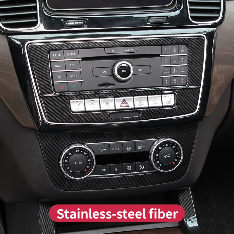 CD paneli çıkartmalar için GLE W166 GLE Coupe C292 GLS x166 amg karbon klima anahtarı paneli kapak aksesuarları CD paneli çıkartmalar için GLE W166 GLE Coupe C292 GLS x166 amg karbon klima anahtarı paneli kapak aksesuarları