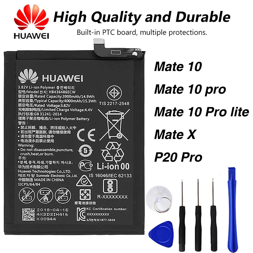 

Original Huawei HB436486ECW phone battery For Huawei Mate 10 / Mate 10 pro / Mate 10 Pro lite / Mate X / P20 Pro 3900mAh