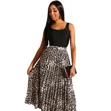 Европейская юбка с высокой талией Женская Сексуальная Печать Женская плиссированная юбка Повседневная Уличная Милая миди юбка 3826