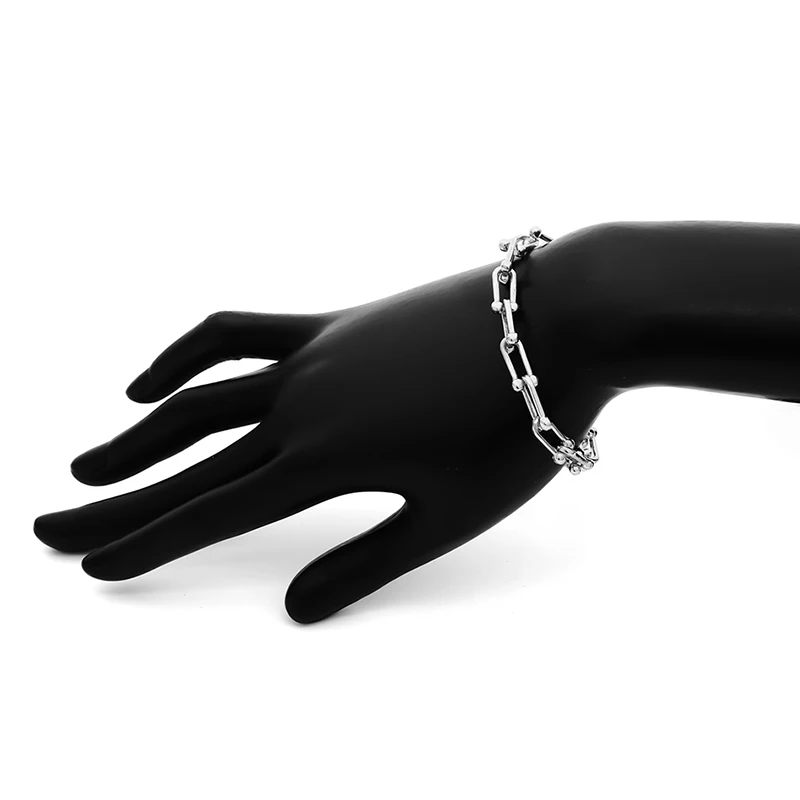 Silver Color SHIXIN персонализированные Очаровательные золотые/серебряные браслеты на цепочке браслеты дизайнерская ручная цепочка Ювелирные изделия модный браслет для женщин Подарки - Окраска металла: Silver Color