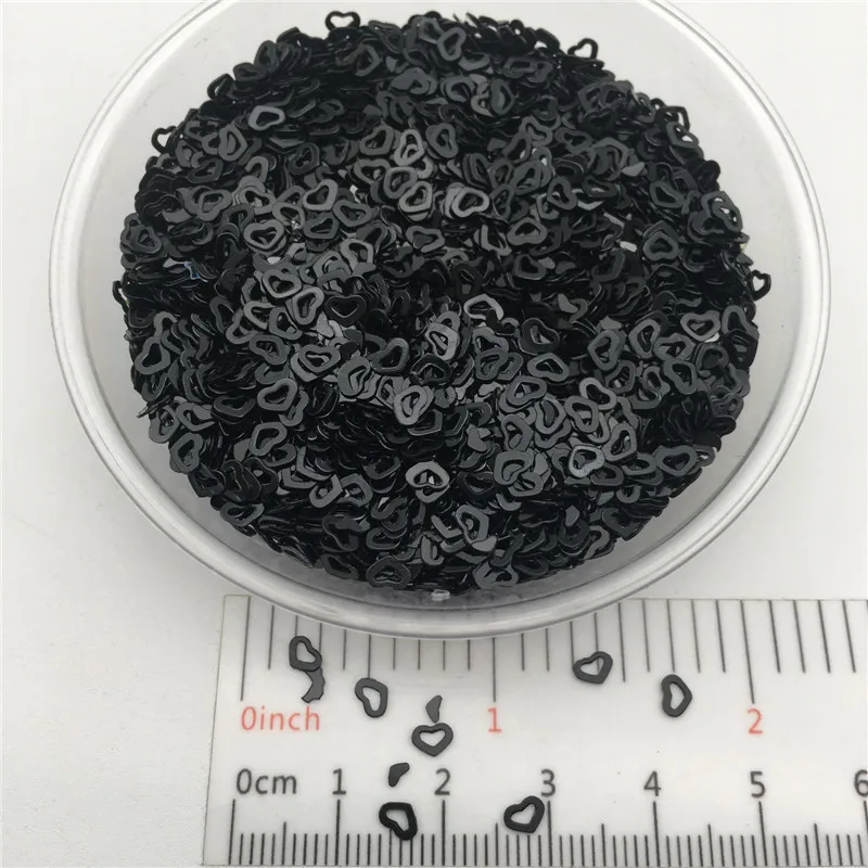 3mm Hollow Heart 20 г Черный цвет ПВХ свободные блестки для маникюра ногтей, свадебные конфетти, аксессуары для орнамента/рукоделия - Цвет: 3mm Hollow Heart