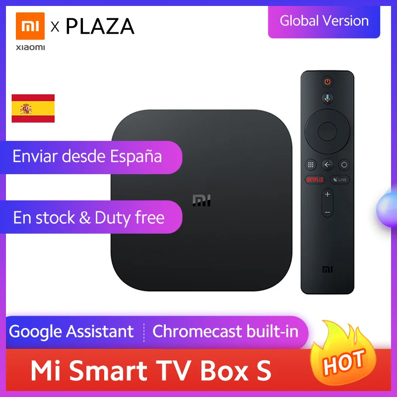 Глобальная версия Xiaomi Mi Box S Смарт ТВ приставка Android 8 1 4K HDR Quad Core 2G + 8G Wi-Fi Google cast Netflix