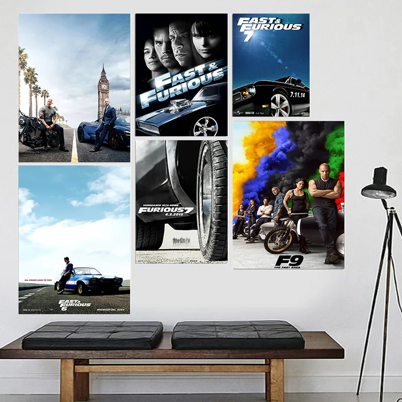 Nuovo Poster Di Film Fast & Furious White Glossy Paper Poster Art Decor Painting Home Decor Poster Room Wall Decor