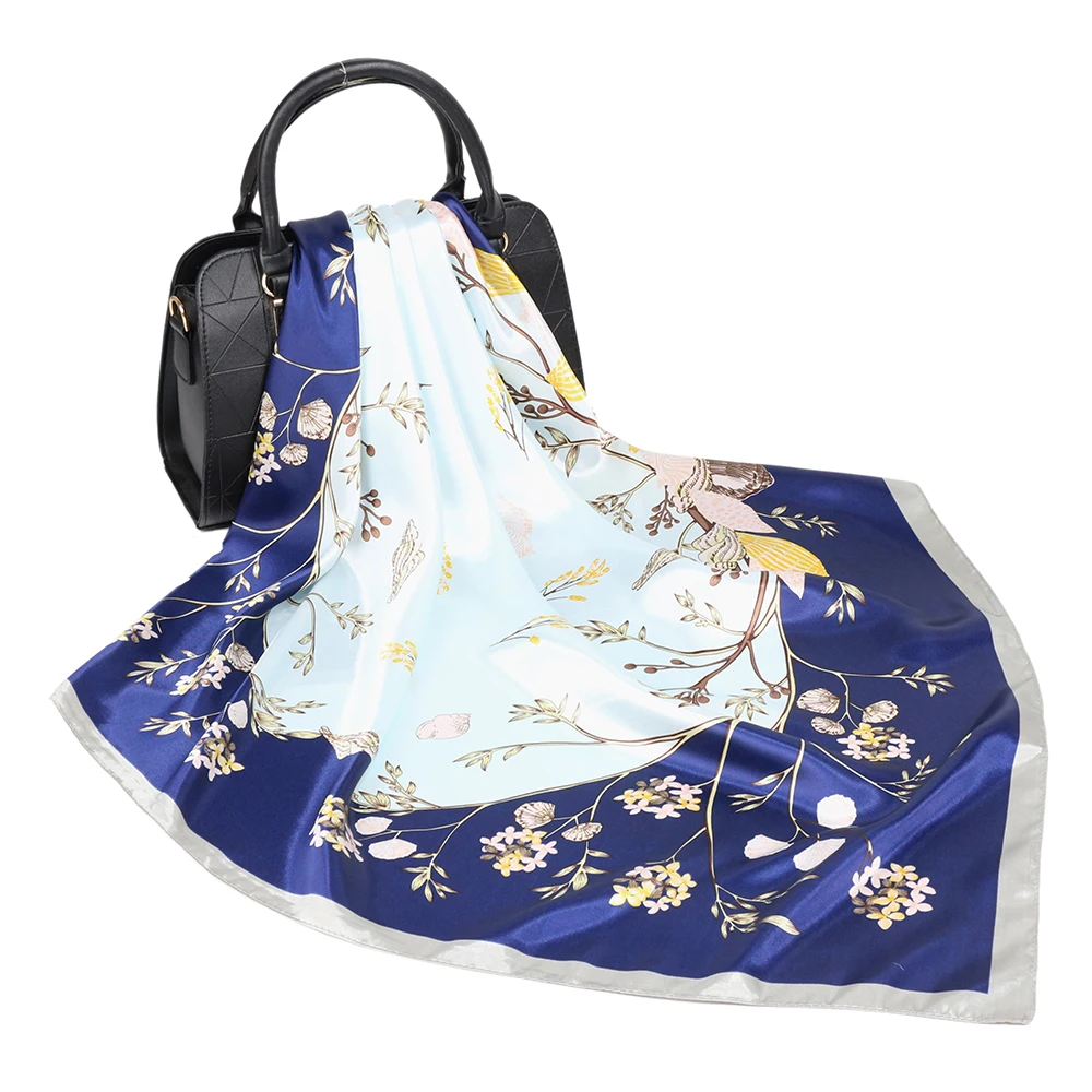 

Silk Scarf Women Fashion luxury brand Designer Foulard Satin Shawl Big Scarfs 90*90cm Square Neck Hair Head Scarves