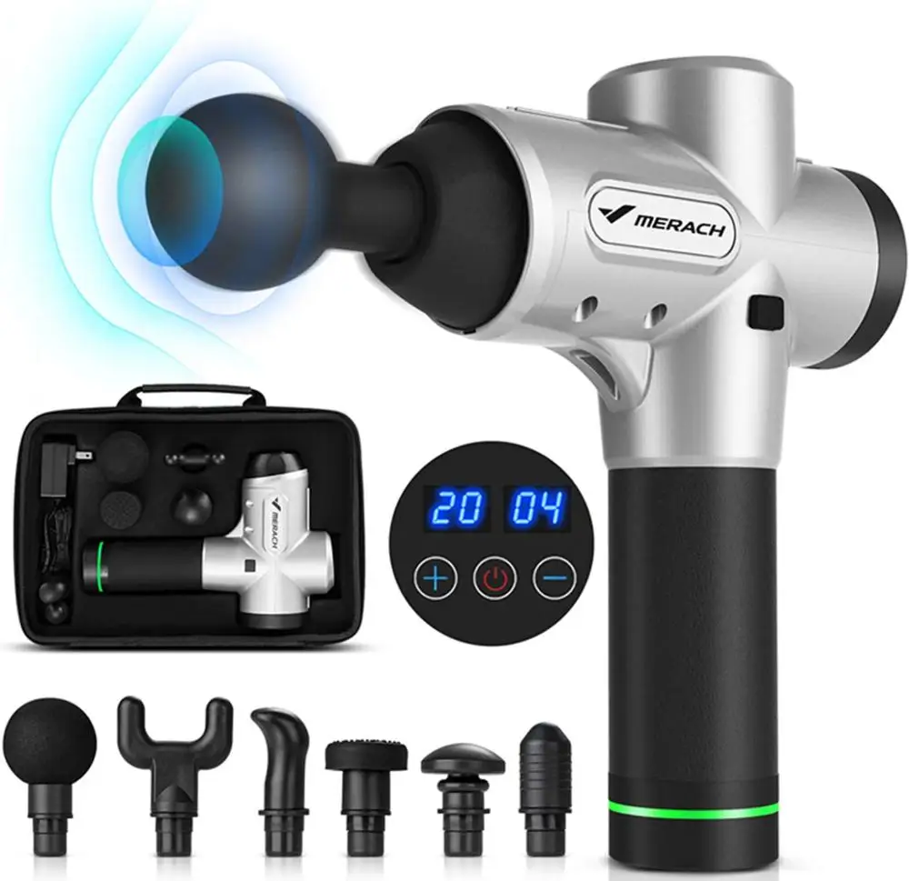 

Merach Silver sports massage gun electric fascia cordless massage gun