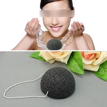 Чистящая губка бамбуковый уголь мыть лицо инструмент черный без бренда