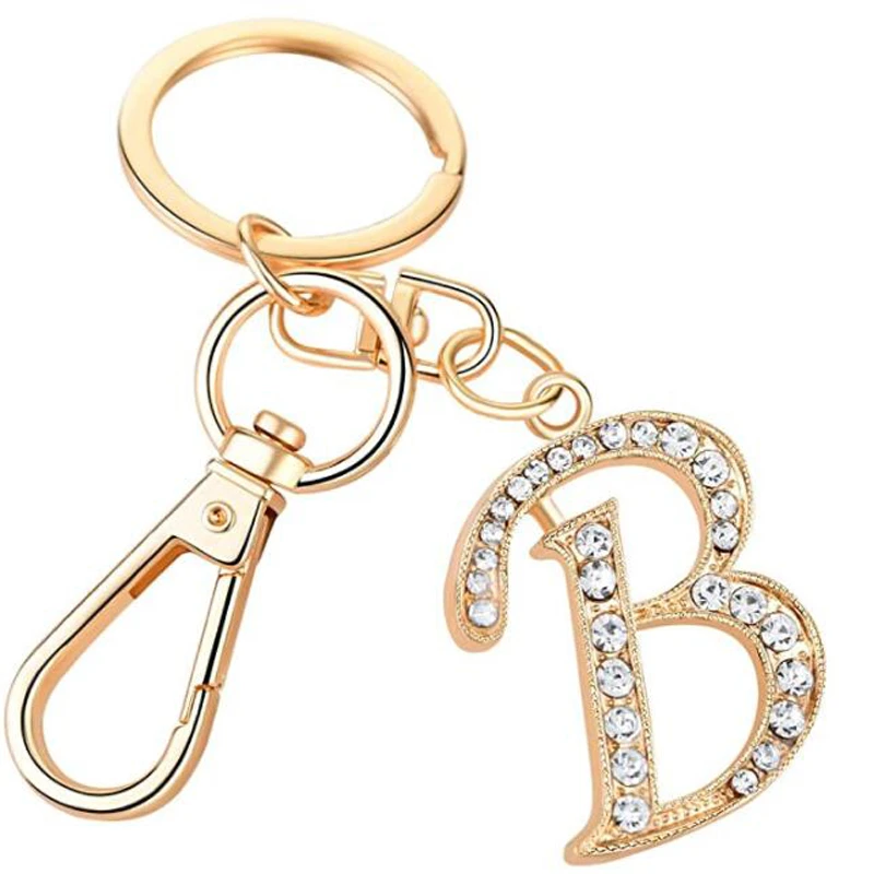 Llavero para mujer y niña, de alfabeto de cristal, letra inicial colgante con llavero|Llaveros| - AliExpress