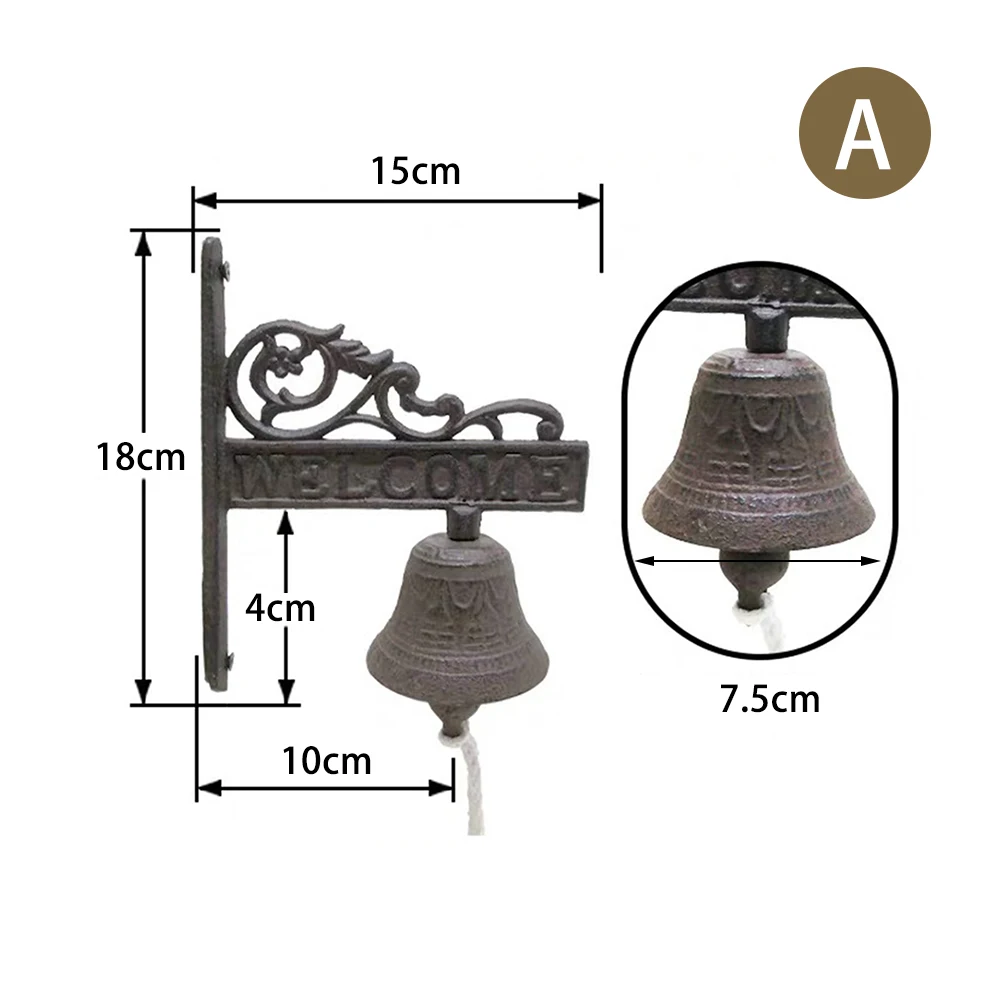 Винтажный коричневый в скандинавском стиле металлический Железный дверной звонок настенный Добро пожаловать литой беспроводной дверной звонок крыльцо садовое украшение домашний декор