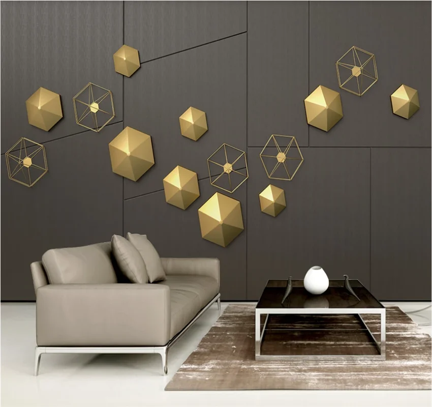 XUESU 3d three-dimensional golden hexagon frame wood grain metal geometric background wall custom wallpaper 8D wall covering ludacris presents disturbing tha peace golden grain 1 cd