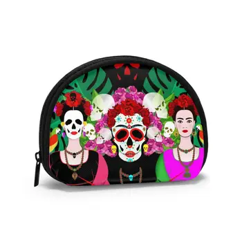 

Mexican Skull Woman With Traditional Day Of The Dead Skulls Style Wallet Genuine Wallets Short Purse Card Holder Wallet Woman