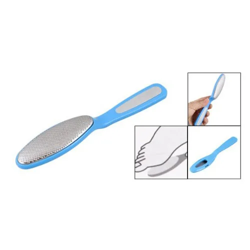 HTHL-Blue Plastic Handle Dead Skin Calluses Corn Remover Foot File Massager