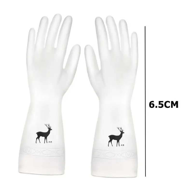 Durable PVC Cleaning Gloves White Fawn Finger Scrub Scouring Pads for Home Kitchen for Winter Anti Freeze Dish Washing