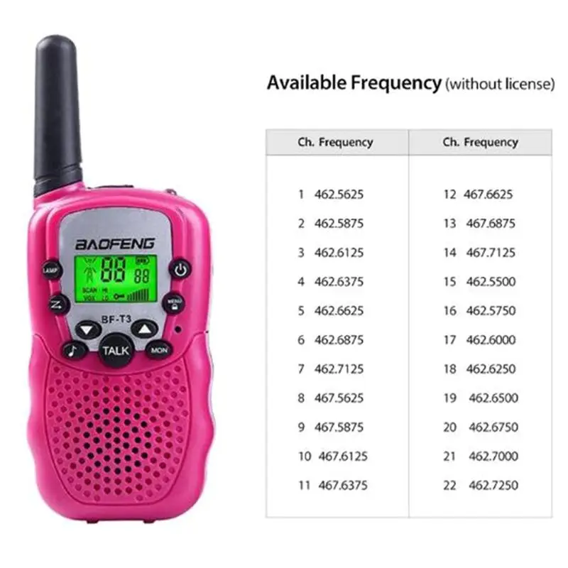 2 шт. Baofeng BF-T3 UHF462-467MHz 8-канальный сетевой видеорегистратор Портативный двухсторонняя 10 мелодий звонка радио приемопередатчик для детей радио Kid иди и болтай Walkie Talkie