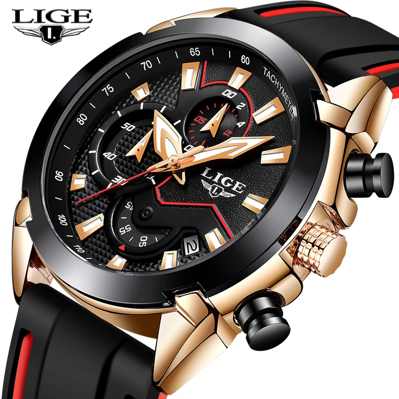 Lige Top Элитный бренд Для мужчин s часы Повседневное модные спортивные кожаные Водонепроницаемый часы Для мужчин Автоматическая Дата часы Relogio Masculino+ коробка