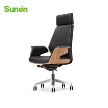 Sunon Full Leather hot sell Boss Manager High Back office chair High Quality STG Nature wood ergonomic Chair SPE80-1SCTG.QYP