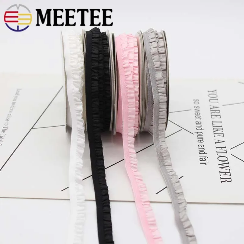 Meetee 20 метров 10 мм плиссированные эластичные кружевные ленты с оборками эластичная лента детская лента для волос пояс обувь декоративные ленты DIY Craft