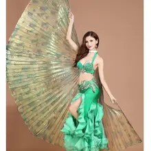 Крылья для танца живота для взрослых зеленый Peacok 360 градусов реквизиты карнавальные костюмы для танца живота Isis крылья с палкой Perfomance аксессуары