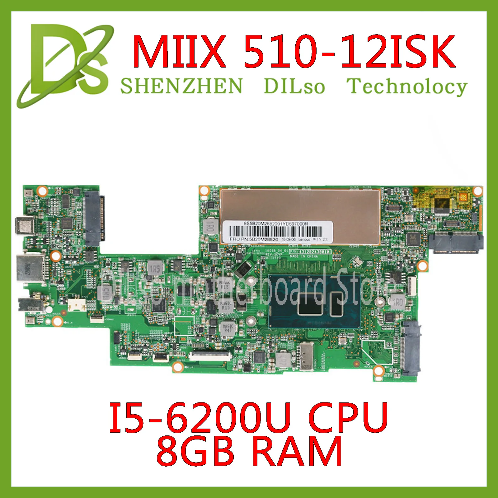 Kefu MIIX510 материнская плата для Lenovo MIIX510-12ISK MIIX 510-12ISK Материнская плата ноутбука процессор i5 6200U 8G ram тест Оригинальная работа