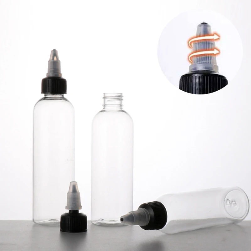 

5 шт. 30 мл/60 мл/100 мл/120 мл пустая пластиковая ПЭТ бутылка с закручивающейся крышкой, бутылочки с капельницей, тату, чернила для жидкого масла, емкости с дозатором