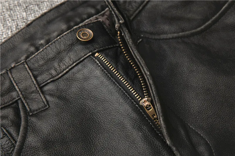 Men's Motorcycle R distress vintage Leather Motorcycle Pants 9